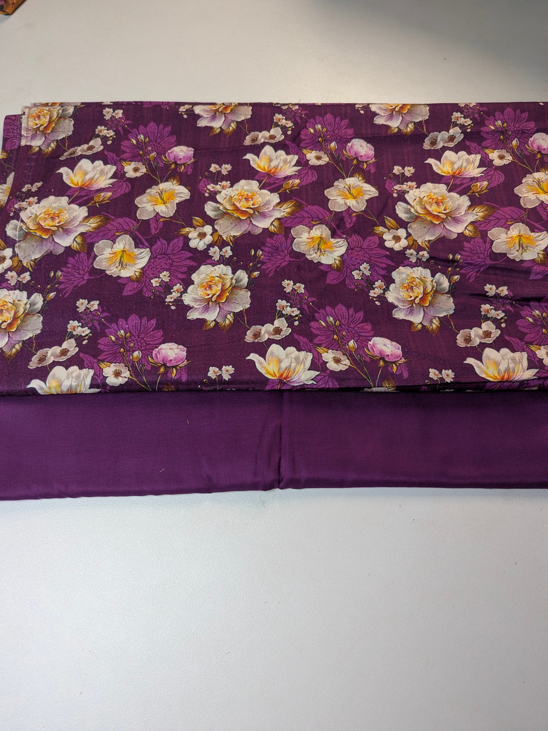 Floral-patterned fabric on a white background