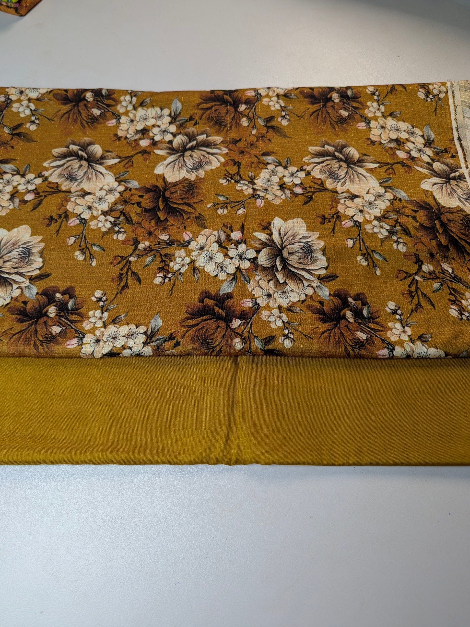 Floral patterned fabric on a white background