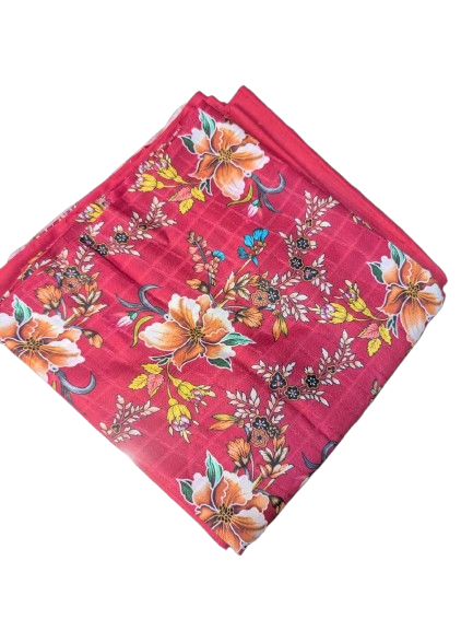 Linen Deep Maroon Red. Print 2p suit - pc-6109