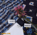 Lawn 3p Suit Fine Quality Allover Shirt Dyed Trouser with digital voil lawn dupatta 9511